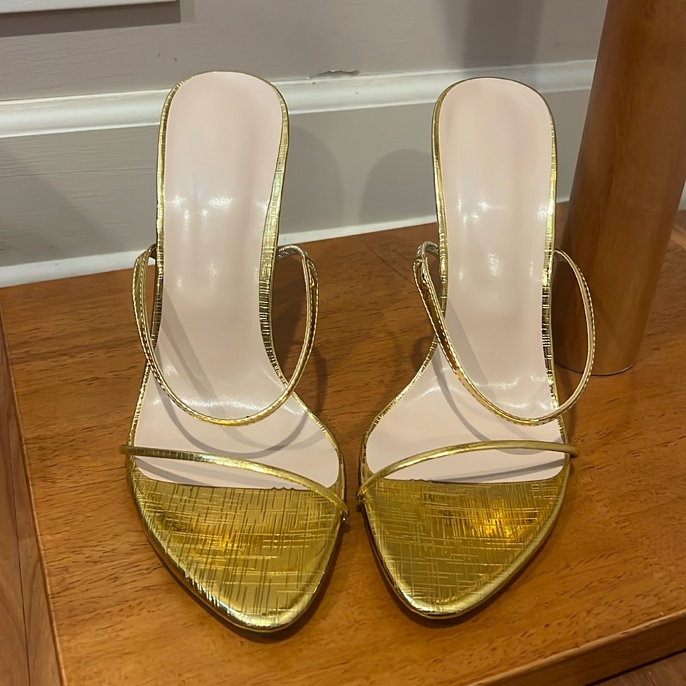 Gold Thin Strap Heels